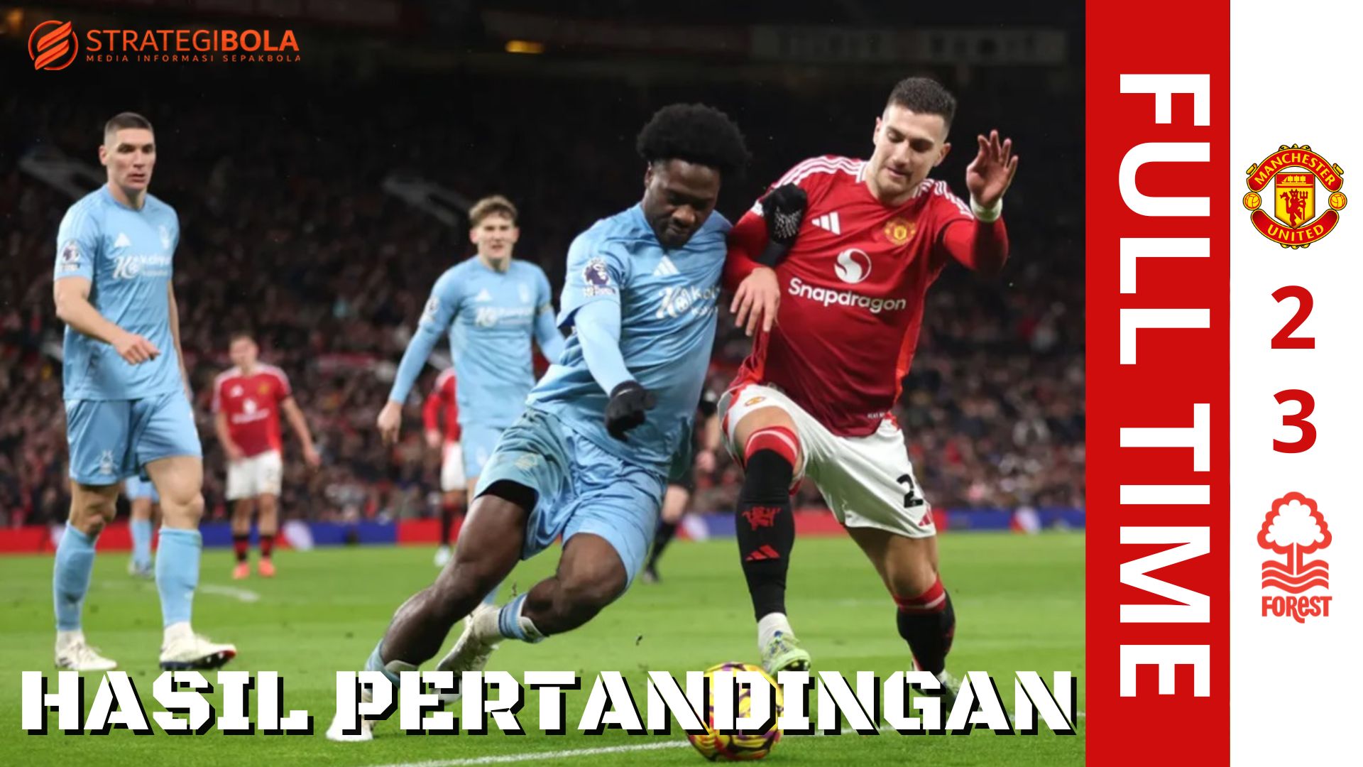 HASIL PERTANDINGAN MANCHESTER UNITED 2 - 3 NOTHINGHAM FOREST _ STRATEGIBOLA