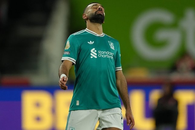 Mohamed Salah dalam laga Premier League antara Brentford vs Liverpool