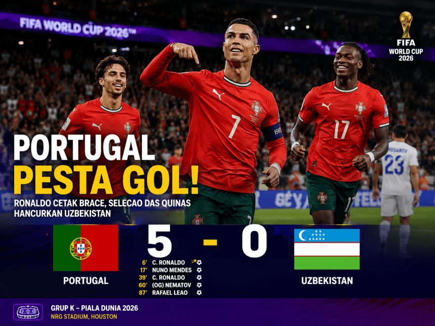 Portugal Hancurkan Uzbekistan 5-0