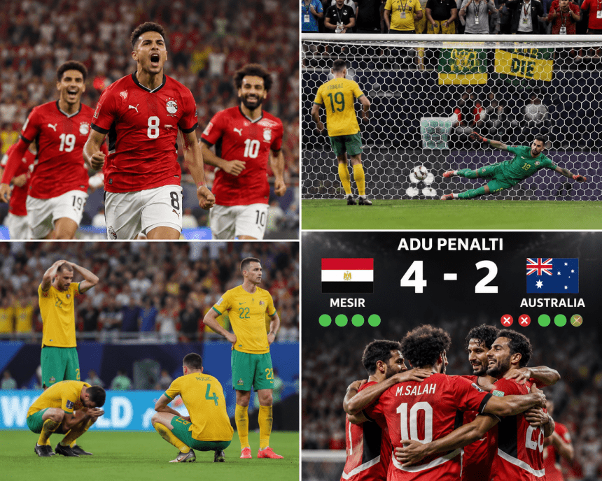 Mesir Singkirkan Australia Lewat Adu Penalti Dramatis