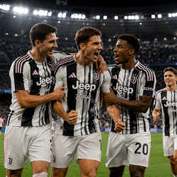 Pemain Juventus merayakan kemenangan melawan Palermo dalam laga pramusim 2026.
